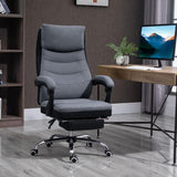 Vinsetto Office Chair, Executive Desk Chair 135° Reclining Computer Chair with Adjustable Height, Retractable Footrest and Swivel Wheels, Grey