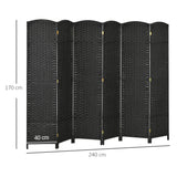 HOMCOM 6 Panel Folding Room Divider, Freestanding Privacy Screen for Living Room, Bedroom and Office, 240 x 170cm, Black