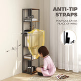 HOMCOM 5-Tier Bookshelf with Steel Frame - Rustic Brown