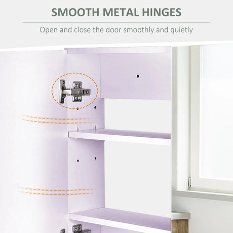 HOMCOM 80 x 15 cm Double Door Bathroom Mirror Cabinet - White