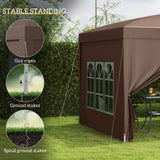 Outsunny 3 x 3 m Pop Up Gazebo, Wedding Party Canopy Tent Marquee with Carry Bag and Windows, Coffee