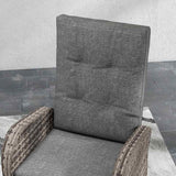 Outsunny 2 Seater Patio Rattan Chaise Lounge Sofa Set with Fabric Cushion, Grey and Brown