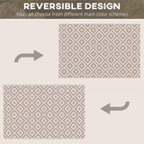 Outsunny Reversible Outdoor RV Rug, Patio Floor Mat, 274 x 182 cm Plastic Straw Rug for Garden, terrace, Beach, Camping, Coffee & White