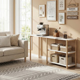 HOMCOM Computer Desk with Storage Shelves Modern Writing Desk Bamboo Frame for Home Office 150 cm White and Oak