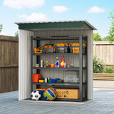 Outsunny 5 x 3ft Garden Storage Shed with Sliding Door and Sloped Roof Outdoor Equipment Tool, Green