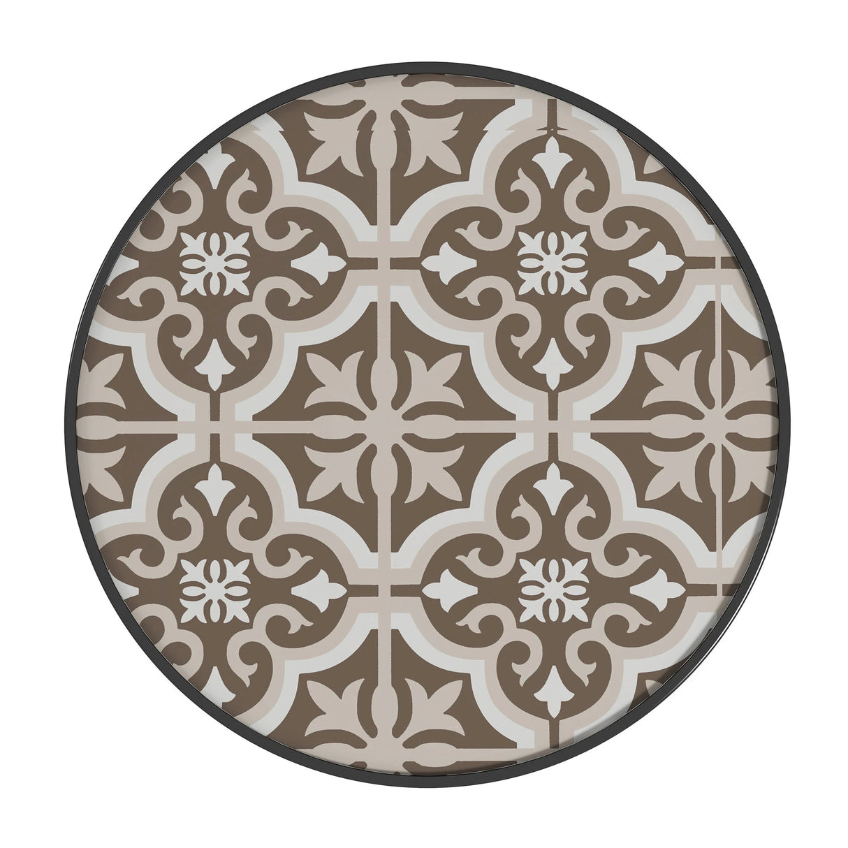 Outsunny 60 Garden Table, with Glass Printed Tabletop - Brown