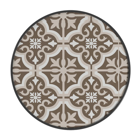 Outsunny 60 Garden Table, with Glass Printed Tabletop - Brown