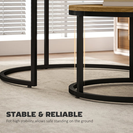 HOMCOM Set of Two Wood-Effect Stacking Tables - Brown