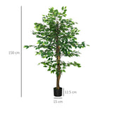 HOMCOM Artificial Ficus Tree, with Weighted Plant Pot - Green