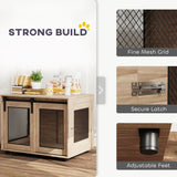 PawHut Dog Crate Furniture with Sliding Door for Medium Dogs, Brown