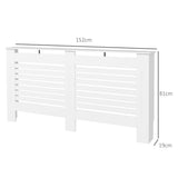 HOMCOM Radiator Cover, Modern MDF White Painted Cabinet with Horizontal Slats for Living Room, Bedroom, 152L x 19W x 81H cm