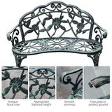 Outsunny Cast Aluminum Garden Bench-Antique Green