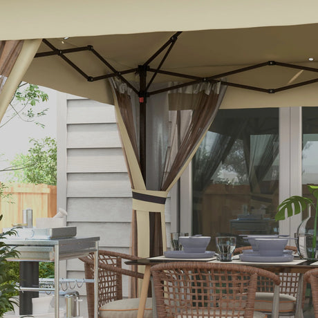 Outsunny 3 x 3 Sturdy Pop Up Gazebo with Solar-Powered LED Lights, Adjustable for Outdoor Events, Khaki