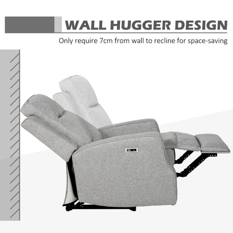 HOMCOM 150 Electric Reclining Chair, with USB port and Footrest - Grey