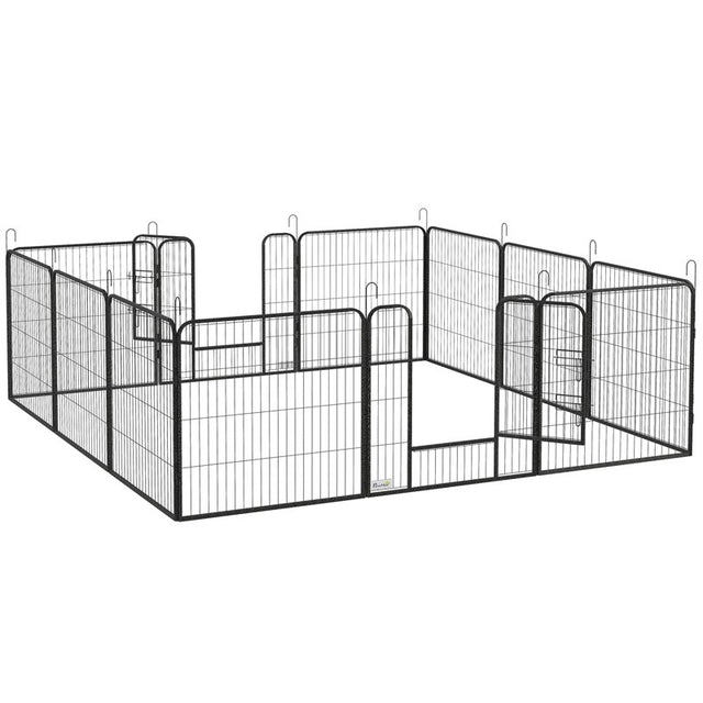 PawHut 12 Panels Heavy Duty Puppy Playpen, for Small Dogs, Indoor and Outdoor Use - Silver