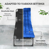Outsunny Folding Sun Lounger for Garden, 5-Position Oversized Camping Bed Recliner with Cushions, Blue