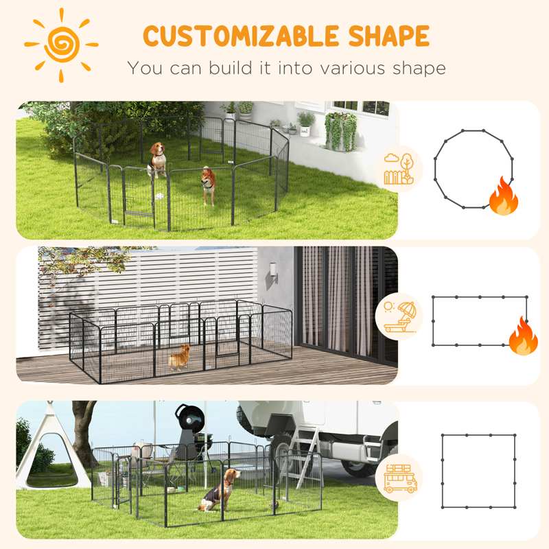 PawHut 12 Panels Heavy Duty Puppy Playpen, for Small Dogs, Indoor and Outdoor Use - Silver