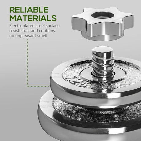 SPORTNOW 20kg 2-in-1 Barbell and Dumbbell Set, with Non-Slip Handle, for Weight Lifting, Training Home Gym