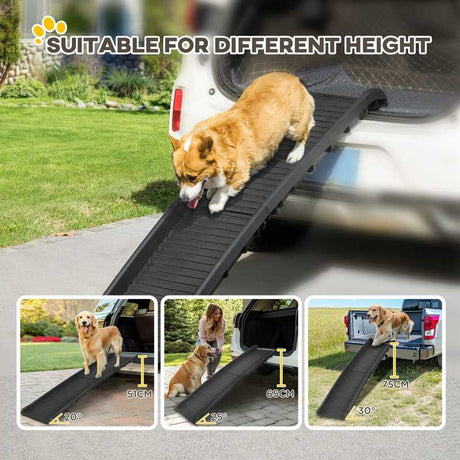 PawHut Foldable Pet Ramp Dog Car Ramp for SUVs, Cars - Black