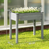 Outsunny Raised Bed for Garden, Wooden Elevated Planter Box with Bed Liner, for Flower Vegetable Herb, Dark Grey
