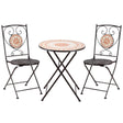 Outsunny 3 Piece Mosaic Bistro Set, 2 Folding Chairs & 1 Round Table Outdoor Furniture for Outdoor, Balcony, Poolside, Yellow