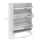 HOMCOM Two Flip Drawer Narrow Shoe Cabinet - White