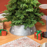 HOMCOM 66cm Hammered Steel Christmas Tree Base Collar