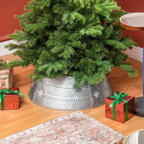 HOMCOM 66cm Hammered Steel Christmas Tree Base Collar