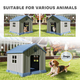 PawHut Dog Kennel Outdoor for Medium Dogs, Waterproof Plastic Dog House for Garden, Patio, 85 x 79 x 82 cm, Grey