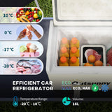 Outsunny 16L Portable Car Fridge, -20 to 10 Adjustable Temperature - Khaki/Grey