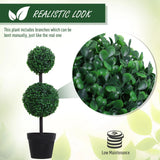 Outsunny Set of 2 Artificial Boxwood Ball Topiary Trees Potted Decorative Plant Indoor Dcor (67cm)