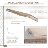 Outsunny Awning Canopy Manual Retractable Porch Sun Shade Shelter 3 x 2m Beige