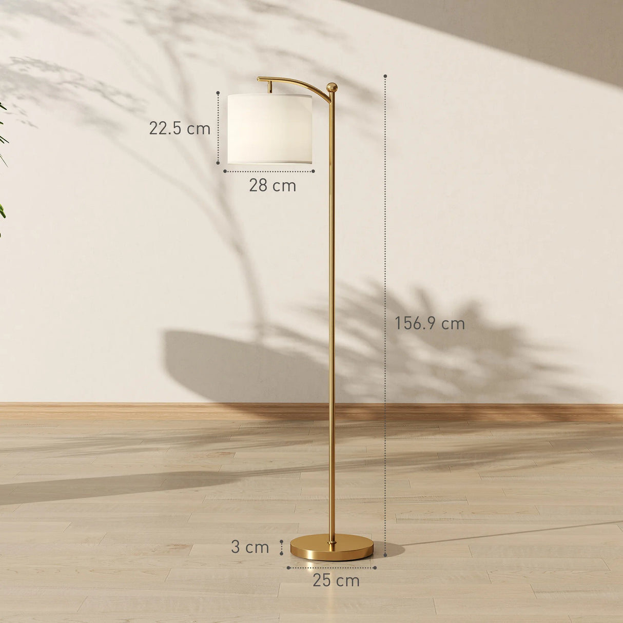 HOMCOM LED Floor Lamp with Remote Control - Gold Tone