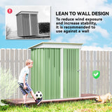 Outsunny Metal Garden Shed, Outdoor Lean-to Shed for Tool Motor Bike, with Adjustable Shelf, Lock, Gloves, 5'x3'x6', Green