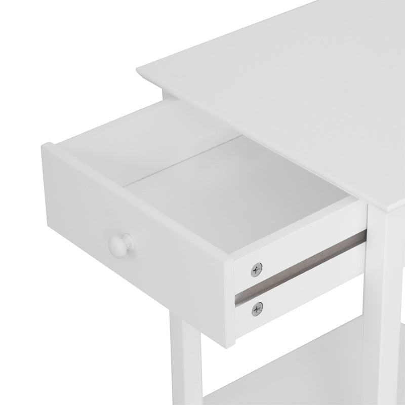 HOMCOM White Bedside Table, Wooden Side Table, Nightstand, Bedside Cabinet with Drawer and Storage Shelf for Bedroom and Living Room