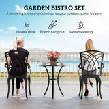 Outsunny 3 Pieces Garden Dining Set for 2, Cast Aluminium Outdoor Dining Set with 2 Armchairs and Round Dining Table with Parasol Hole, Garden Furniture Set, Brown