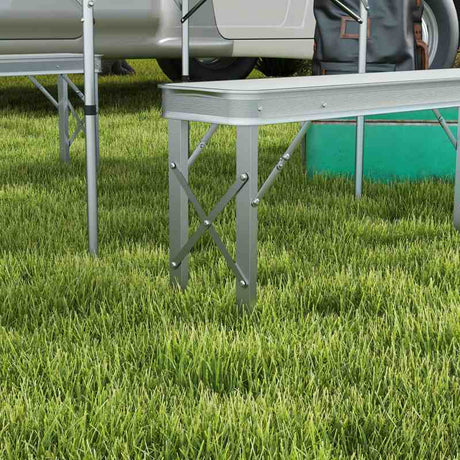 Outsunny Three-Piece Aluminium Folding Picnic Table and Bench Set