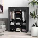 HOMCOM Fabric Wardrobe, with Rails and Shelves - Black