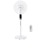 HOMCOM 16'' Pedestal Stand Fan, 3 Speed 3 Mode, 85 Oscillation, LED Panel, 3M Remote Controller, Height Adjustable for Living Room, Bedroom, Garage, Office, Black and White