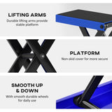 DURHAND 500KG Motorcycle Lift Scissor Jack, Height Adjustable Motorbike Stand with Anti-Slip Wide Deck, Heavy Duty Steel Motorbike Repair Lift Hoist Stand for Home Garage, Blue