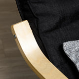 HOMCOM Wooden Armchair, Upholstered Linen Lounge Chair with Adjustable Footrest & Removable Cushion, Poang Chair for Living Room, Black