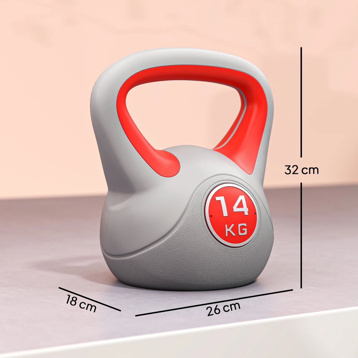 SPORTNOW Kettlebell, 14kg Kettle Bells with Handle for Home Gym Weight Lifting and Strength Training, Red and Grey