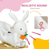 HOMCOM Kids Rabbit-Shaped Rocking Horse, with Safety Belt, Realistic Sounds, for Ages 18-36 Months - White