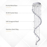 HOMCOM Modern Crystal Chandelier Ceiling Light Pendant Lamp Chrome Finish Glass Droplets New, 30 x 120cm