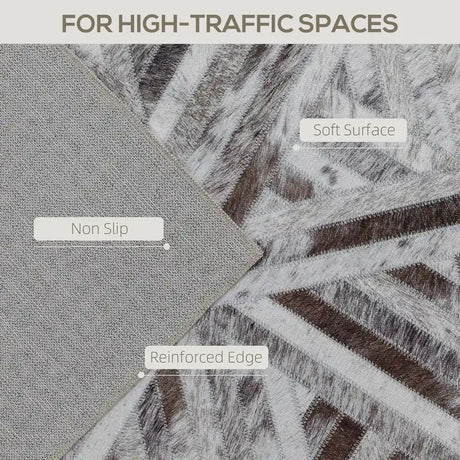 HOMCOM Modern Area Rug, Triangle Pattern Non-Slip Washable Rug, Chenille Floor Carpet for Living Room, Bedroom, Dining Room, Home Office, 170 x 120 cm, Brown