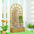 Outsunny Wooden Raised Planter with Trellis, Raised Bed for Garden with Lattice and Drainage Holes for Climbing Plants