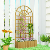 Outsunny Wooden Raised Planter with Trellis, Raised Bed for Garden with Lattice and Drainage Holes for Climbing Plants