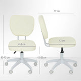 Vinsetto Vanity Office Chair, PU Leather Computer Chair for Home, with Adjustable Height, Armless, Swivel Wheels, Cream