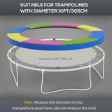 SPORTNOW 10FT Trampoline Spring Cover, Plastic Trampoline Pad Replacement with Elastic Cord, Waterproof, UV Resistant and Tear-Resistant, Multi-Colored