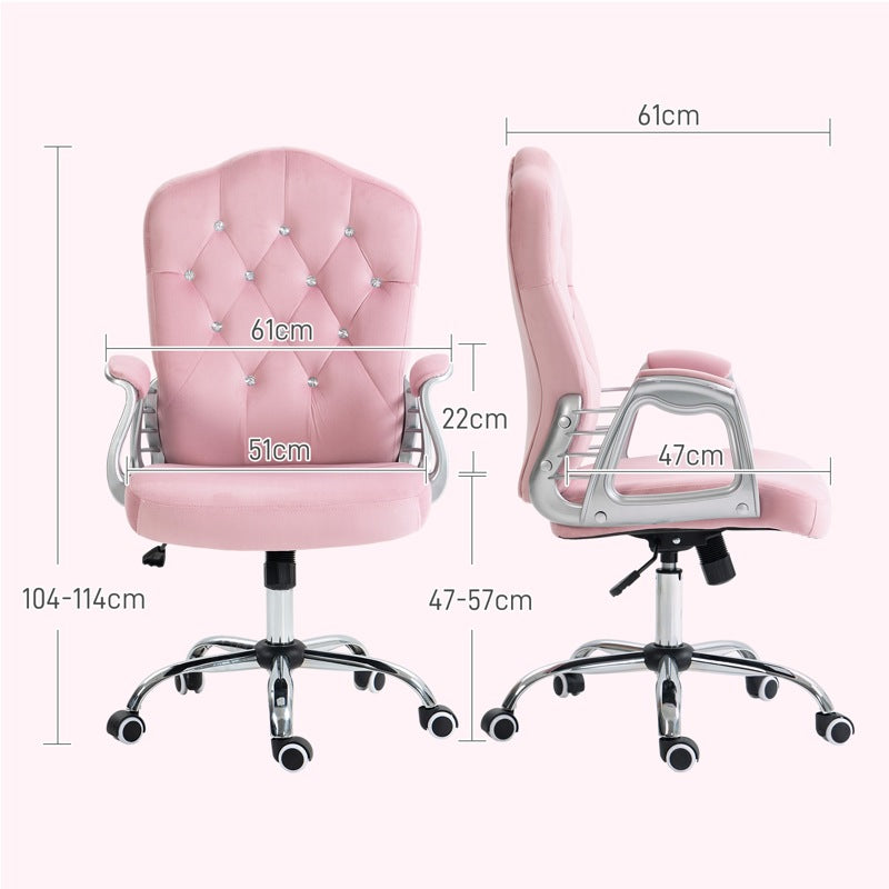 Vinsetto Velvet-Feel Work Chair, with Diamante Back - Pink